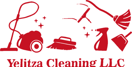 Yelitza Cleaning LLC logo: vacuum, squeegee, brush and spray bottle in red